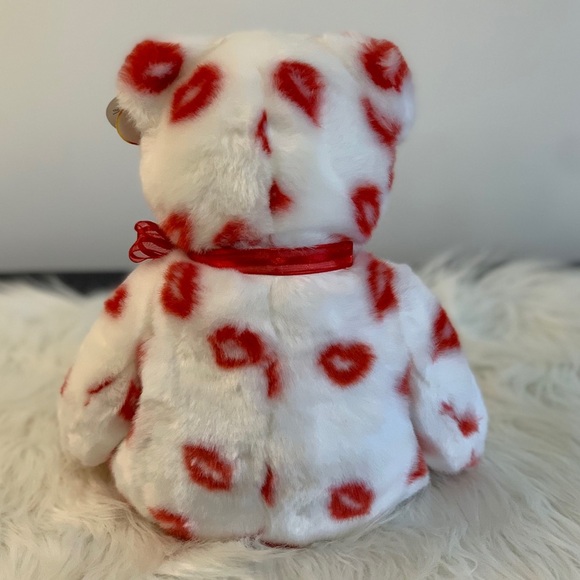Ty (25) Beanie Buddy  White and Red Kiss Print “Smooch” - Picture 9 of 10